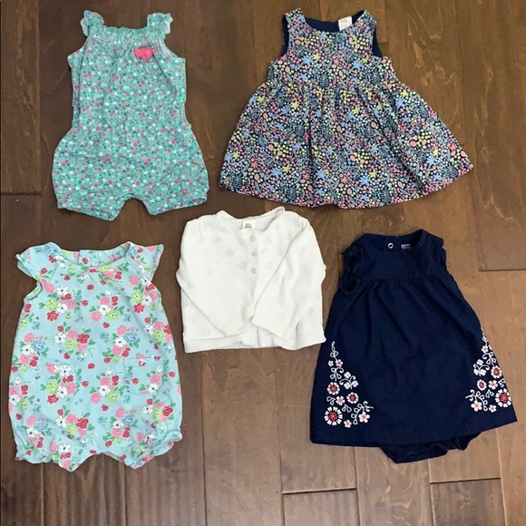 Other - Baby girl dress cardigan and romper bundle 6m